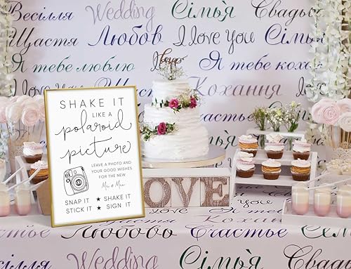 Elegant Gold Frame Wood Wedding Sign with Stand