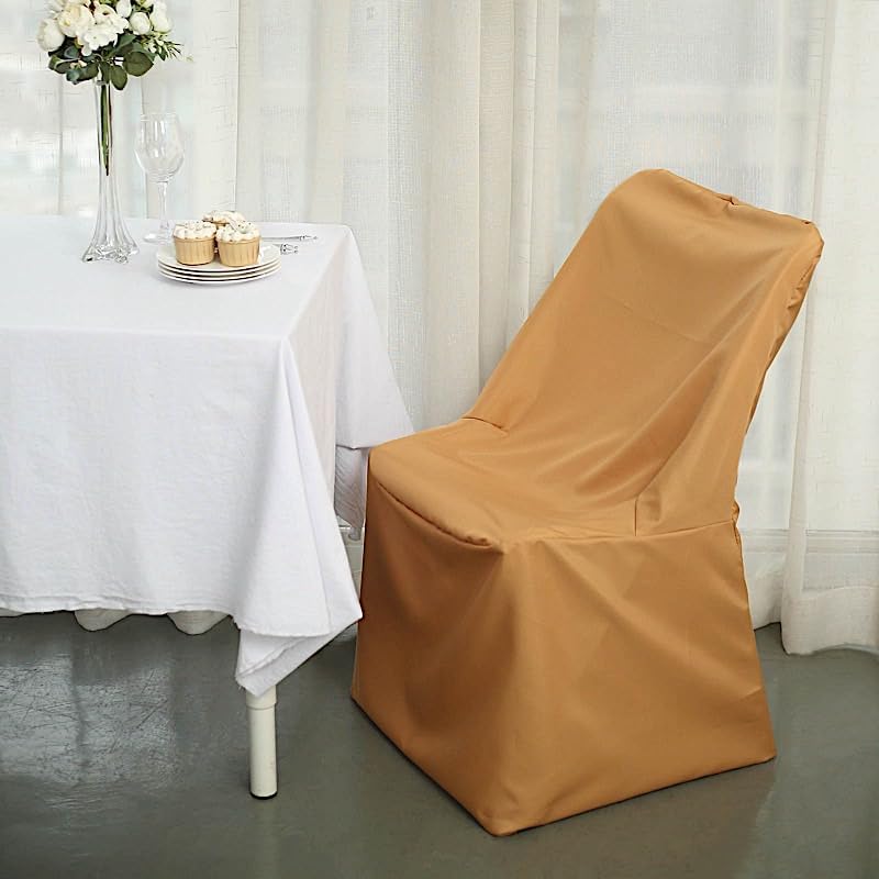 Balsa Circle 10 Pcs Gold Folding Chair Covers for Parties Weddings