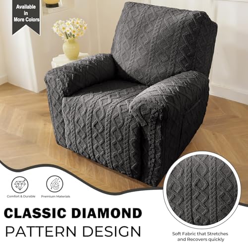 vctops 4 Piece Geometric Plush Recliner Slipcover