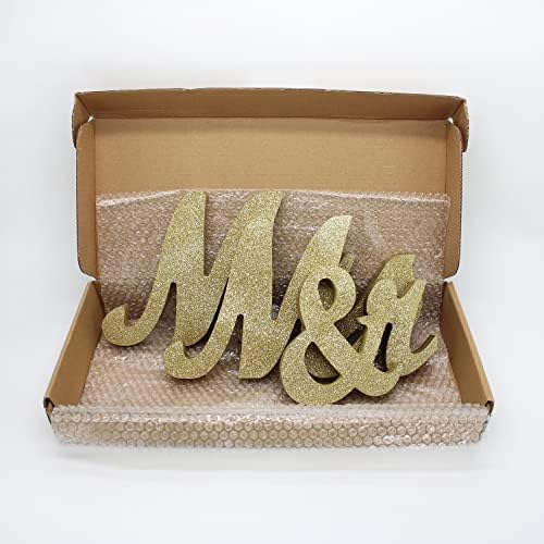 Golden Mr Mrs Wooden Letters Wedding Decoration