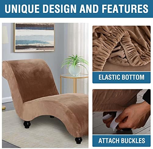 HVERSAILTEX Velvet Chaise Lounge Cover Camel