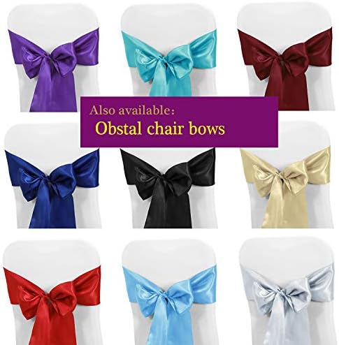 Obstal 10 pcs Satin Chair Sashes Bows for Wedding Reception
