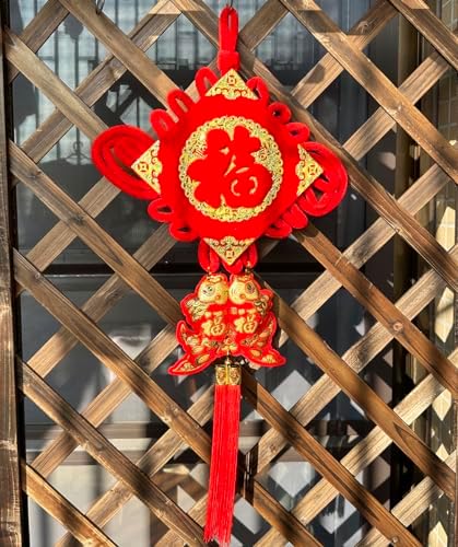 1PCS 30 Inch Red Gilt Chinese Knot Tassel Flannel Decor