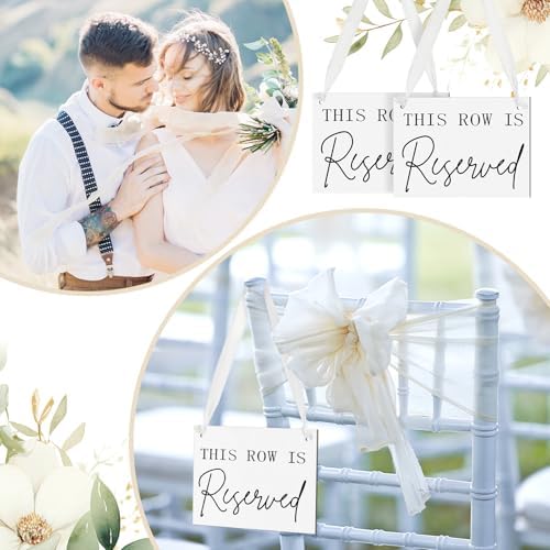 Yousoontic 12 Pack Wooden Reserved Row Signs for Wedding Chairs
