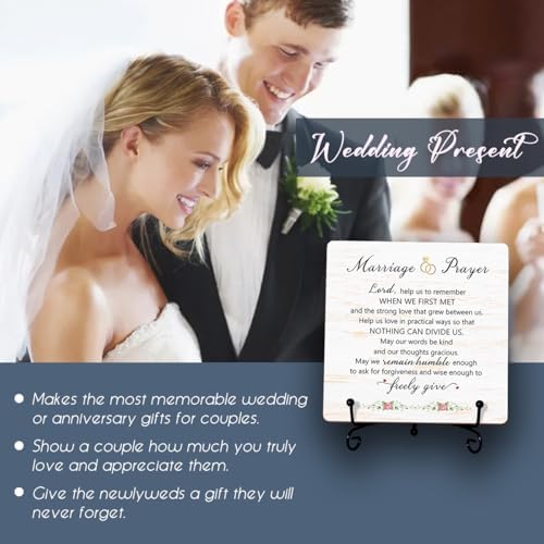 Marriage Prayer Plaque 5x5 Christian Wedding Gift with Stand