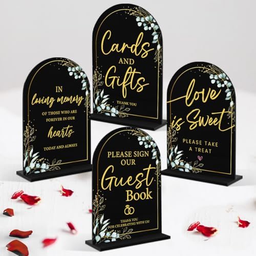 4-Piece Acrylic Wedding Sign Set for Ceremony Reception