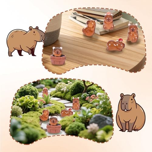 30Pcs Mini Resin Capybara Figurines Glow in the Dark Decor