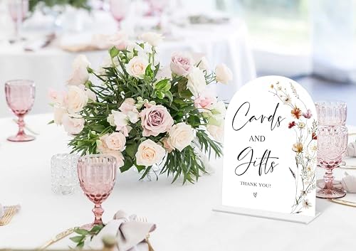 Boho Floral Wedding Sign with Holder 6x8 Inch Acrylic