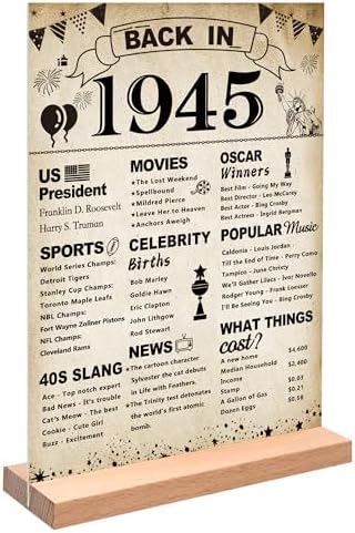 DARUNAXY 80th Birthday Decor Acrylic Sign with Stand