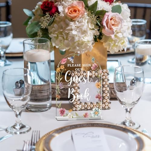 Wildflowers Acrylic Wedding Sign Guestbook Arch Table Decor