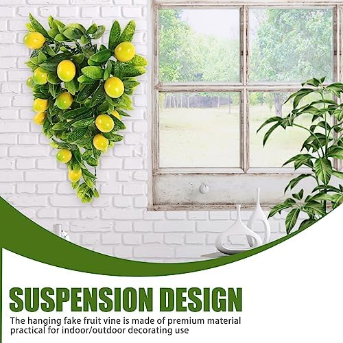 Home Decor Artificial Lemon Wreath with Teardrops and Green Leaves