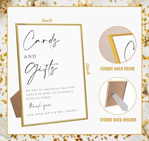 Gold Frame Wood Wedding Sign with Stand 1