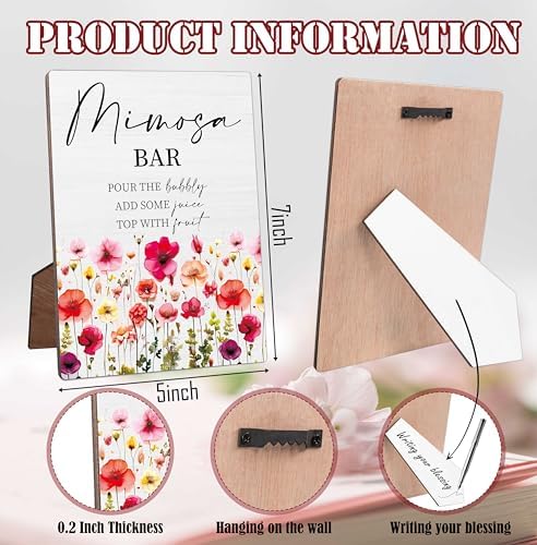 Mimosa Bar Bridal Shower Sign 5x7 Inches Wooden Decor