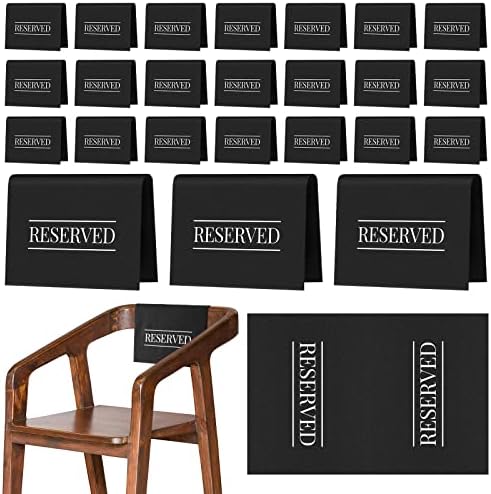 Buryeah 24 Piece Reserved Chair Signs Set Black White