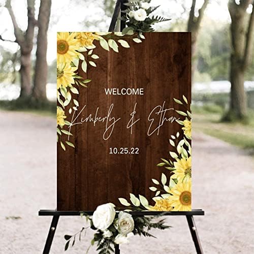 Alioyoit Personalized Wedding Welcome Sign Brown Wood 12x16 Inch