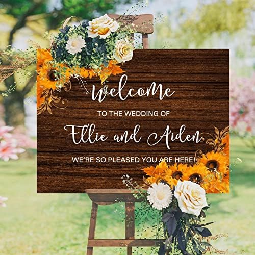 Customizable Wedding Welcome Sign with Sunflowers Design