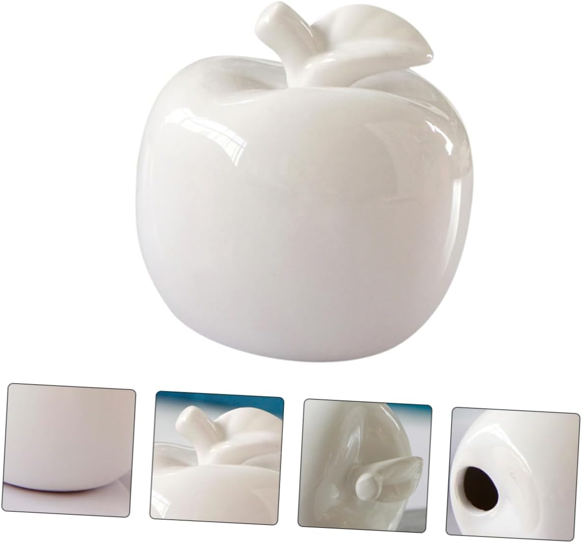 Artibetter White Ceramic Apple Statue Desktop Decor