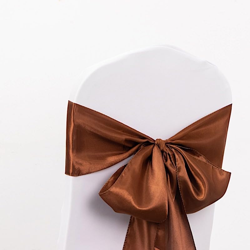 100 Cinnamon Brown Satin Chair Sashes for Wedding Decorations