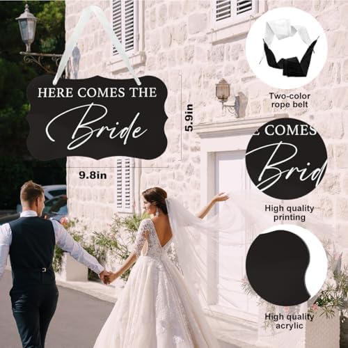 Wedding Acrylic Decor Sign with Hanging Ribbon Black