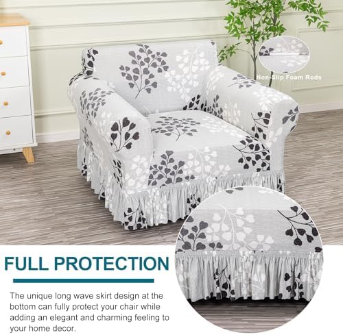 KRFOONN Stretchable Armchair Cover with Skirt