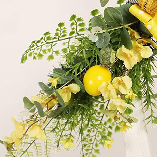 24in Artificial Lemon Swag with Large Bow Yellow Decor