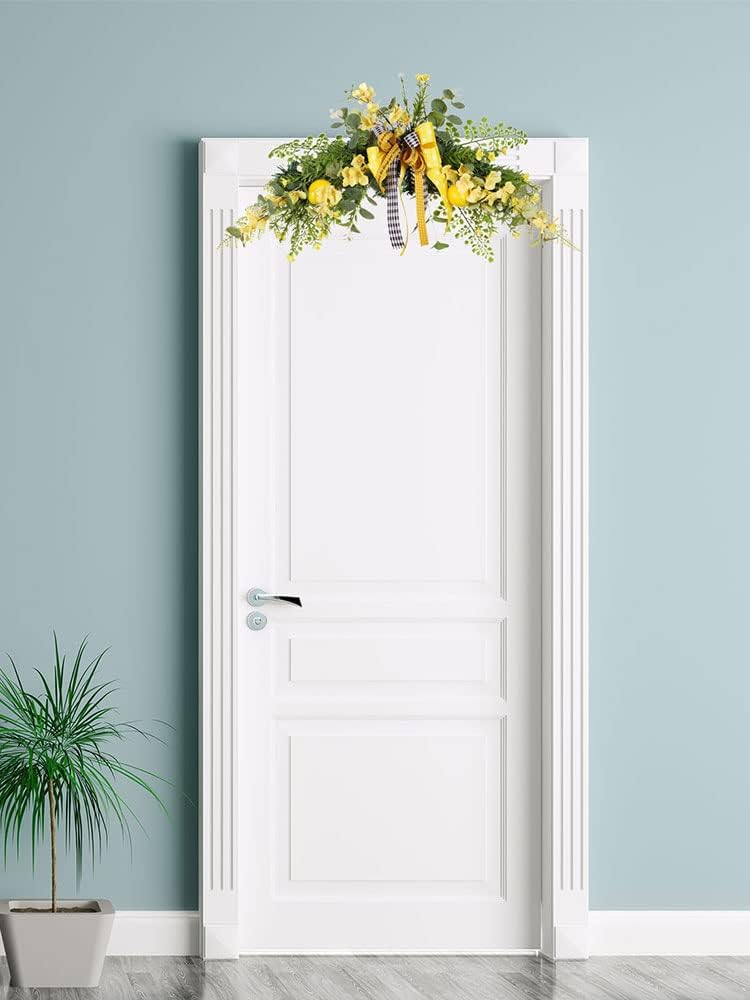 24in Artificial Lemon Swag with Large Bow Yellow Decor
