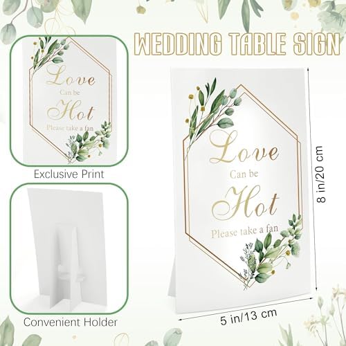 Aneco 120 Piece Wedding Fan Set with Table Sign