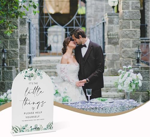 Elegant Greenery Wedding Sign with Holder