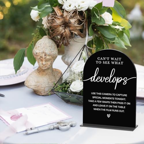 KongMoTree Modern Calligraphy Wedding Sign Arch Acrylic Table Top Sign Black