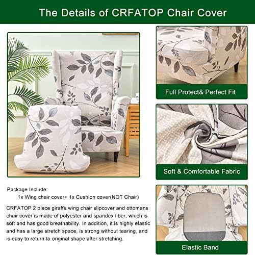 CRFATOP 2 Piece Stretch Wingback Chair Covers