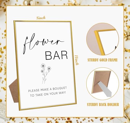 Gold Frame Wood Wedding Sign with Stand 8x11 1