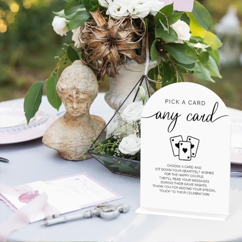 Modern Acrylic Wedding Sign with Wooden Base