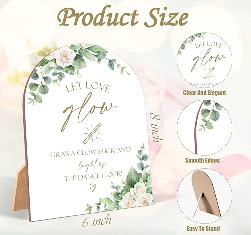 White Rose Let Love Glow Wedding Sign with Stand