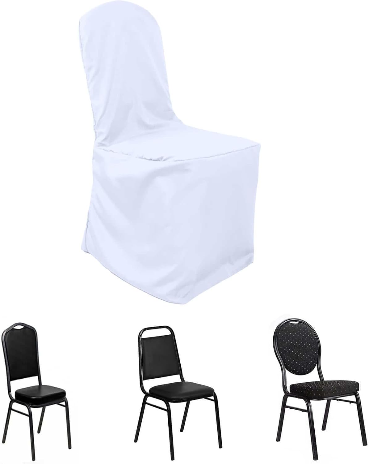 BalsaCircle 50pcs White Polyester Chair Covers for Events