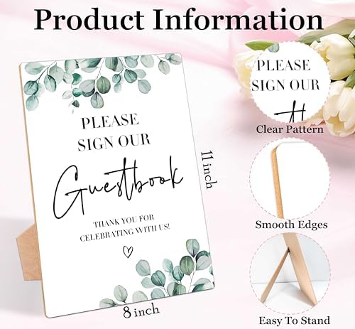 Guestbook Sign for Weddings with Stand Pack of 1