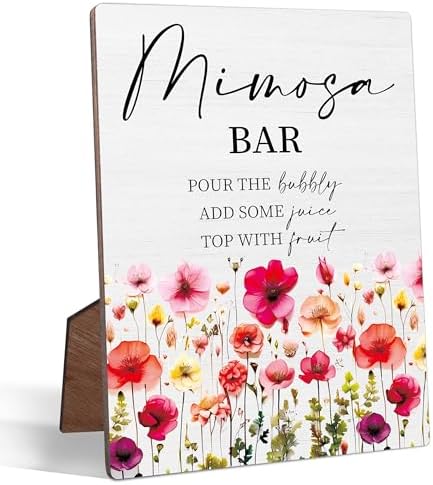 Mimosa Bar Bridal Shower Sign 5x7 Inches Wooden Decor