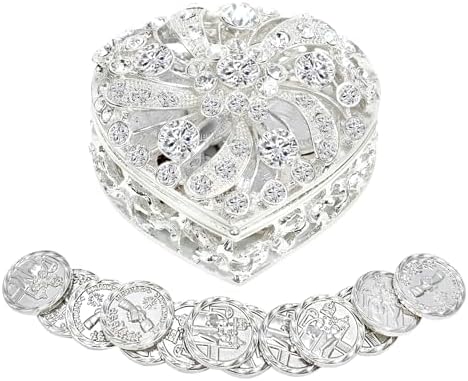 Catholic Wedding Arras Coins Set with Rhinestone Box