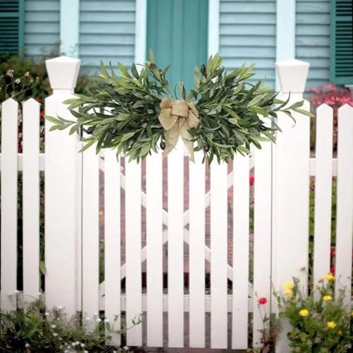 24 Inch Floral Swag with Green Leaves and Bow