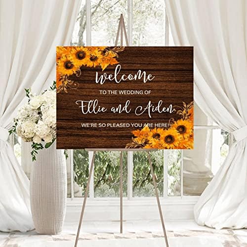 Customizable Wedding Welcome Sign with Sunflowers Design
