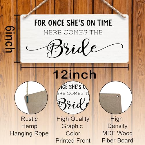 Here Comes the Bride Wood Sign for Wedding 12x6