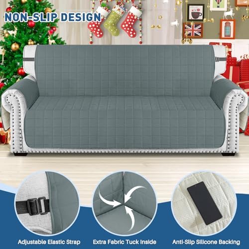 MAXIJIN Waterproof Loveseat Couch Cover with Elastic Strap and Side Pockets