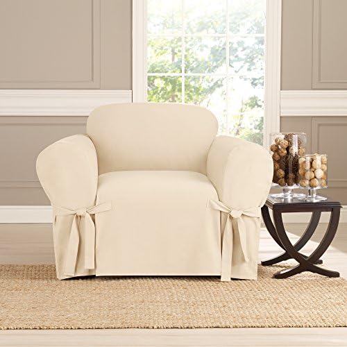 SureFit Heavyweight Cotton Armchair Slipcover - 100 Cotton Relaxed Fit Machine Washable