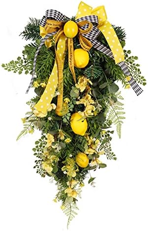 275 Inch Artificial Lemon Teardrop Wall Wreath