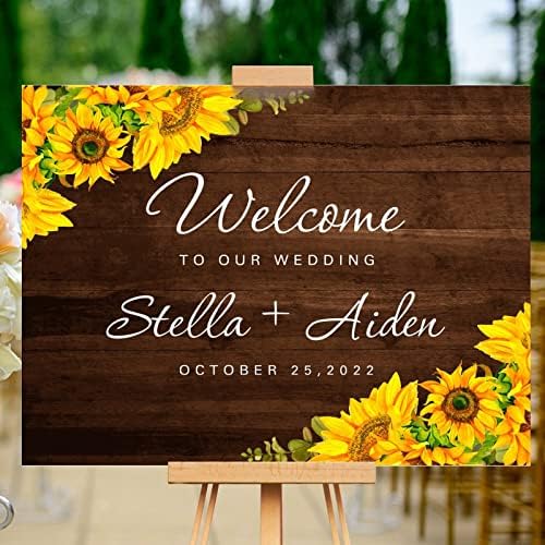Custom Wedding Welcome Sign with Sunflowers Design