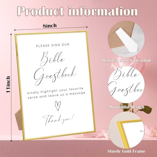 Gold Frame Guestbook Sign with Stand for Wedding Reception