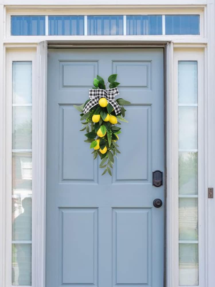 24 Inch Artificial Lemon Teardrop Swag for Front Door