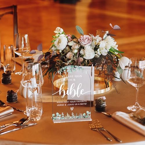 Modern Calligraphy Arch Wedding Sign with Eucalyptus Design