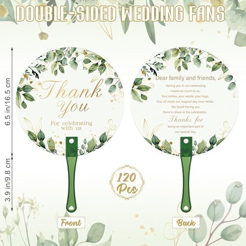 Aneco 120 Piece Wedding Fan Set with Table Sign