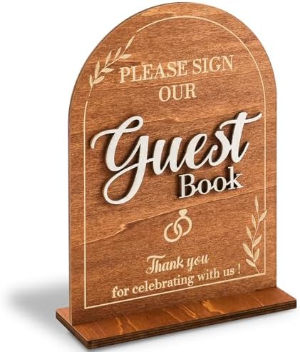 Rustic Wedding Guest Book Sign With Stand