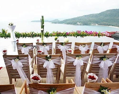 Tosnail 30 Pack White Organza Chair Sashes